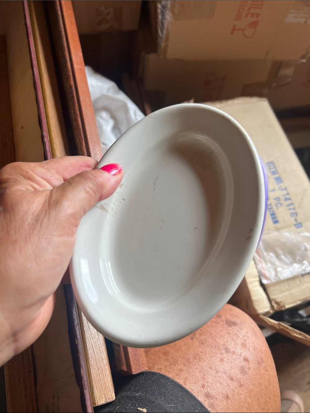 Retro Neutral White Ceramic Oval Dish - Home Art